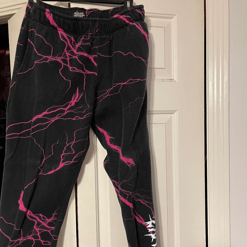 Black Pink Lightning Sweatpants